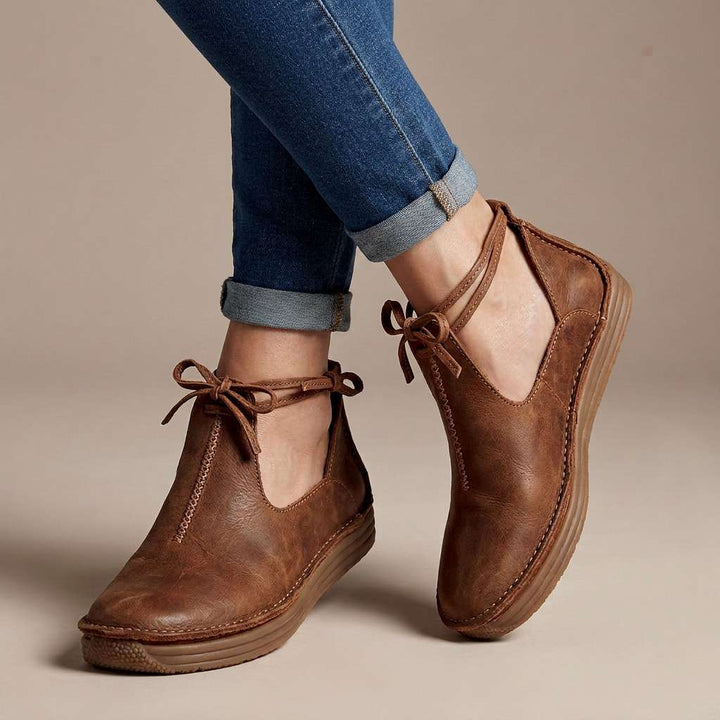 Delaina - Zapatos vintage de piel con encaje