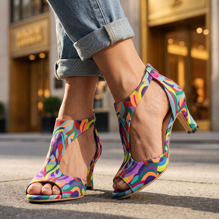 Corabelle - Sandalias de tacón elegantes con tira en T