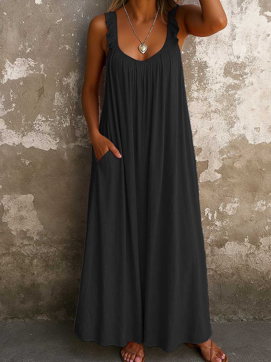 Sylvana - Vestido largo con tirantes con volantes