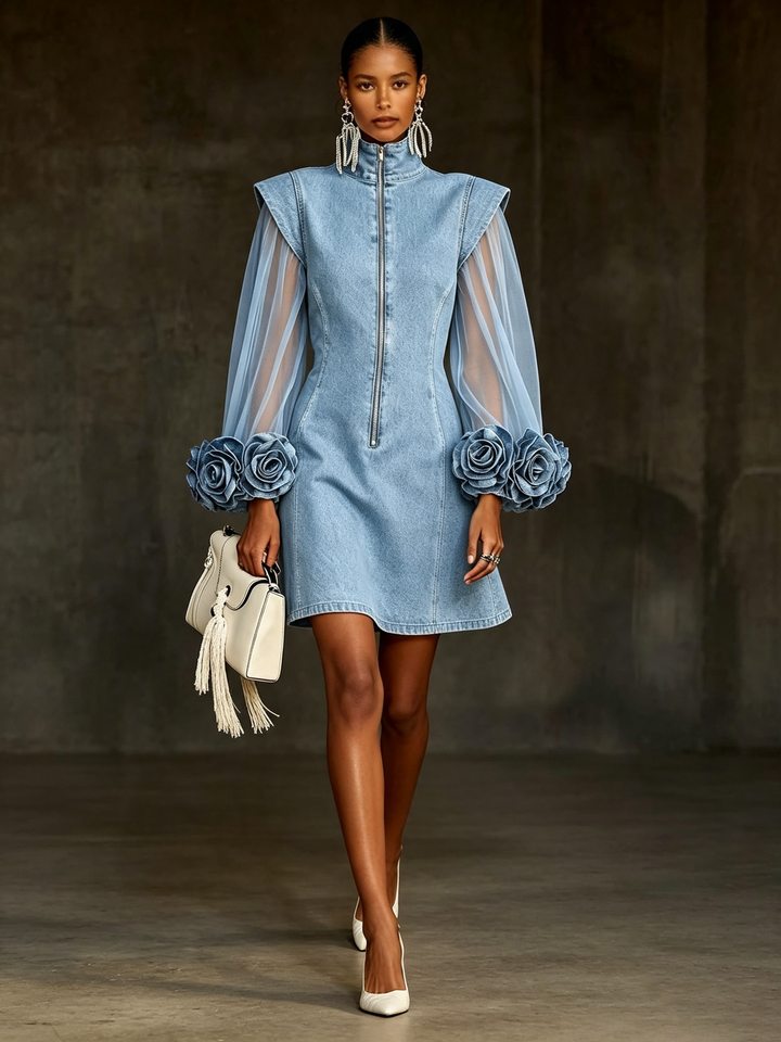 Amelie - Minivestido estructurado con mangas transparentes