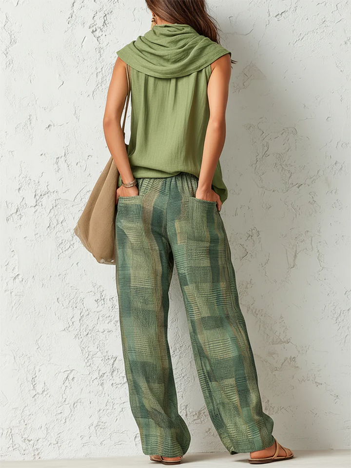 Calienna - conjunto de blusa ligera y pantalón de pierna ancha