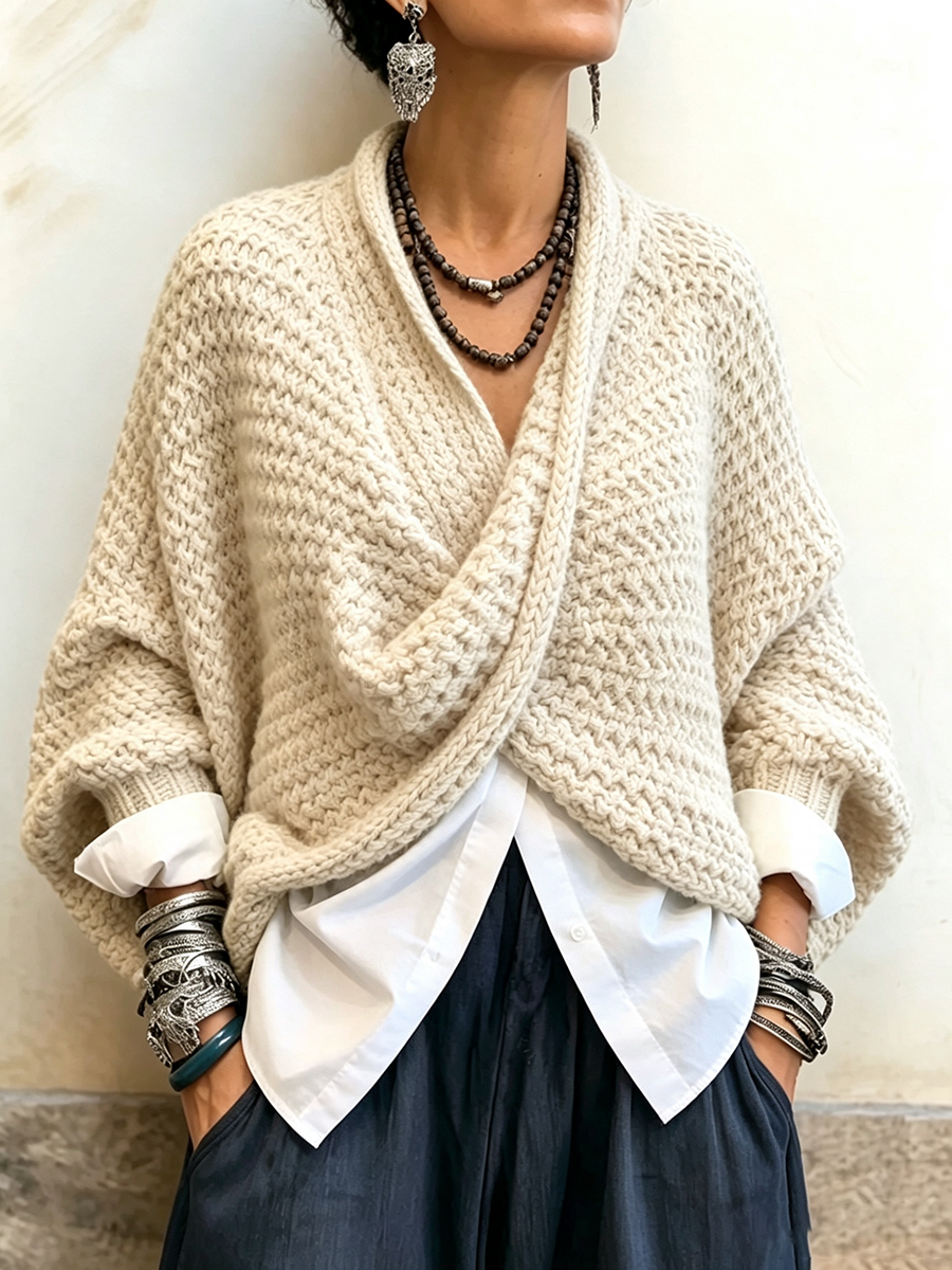 Orelle - Jersey texturizado con escote en V