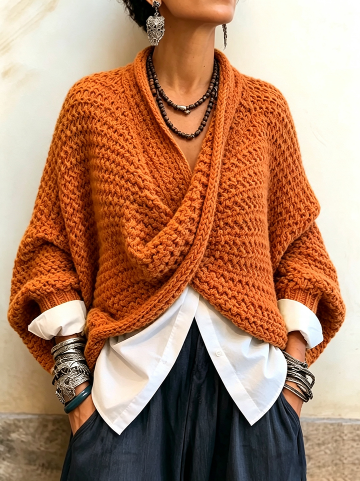 Orelle - Jersey texturizado con escote en V