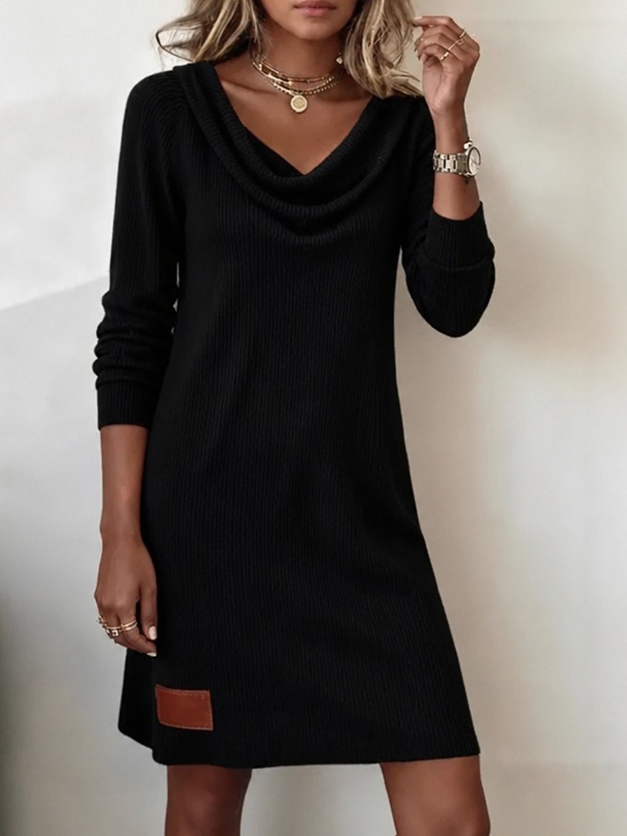 Avena - Vestido de canalé con cuello desbocado