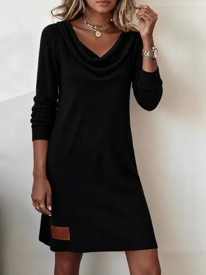 Avena - Vestido de canalé con cuello desbocado