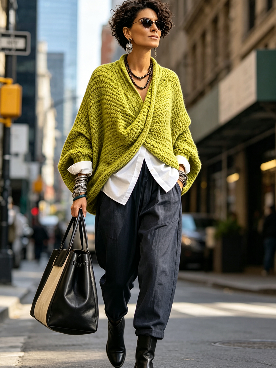Orelle - Jersey texturizado con escote en V
