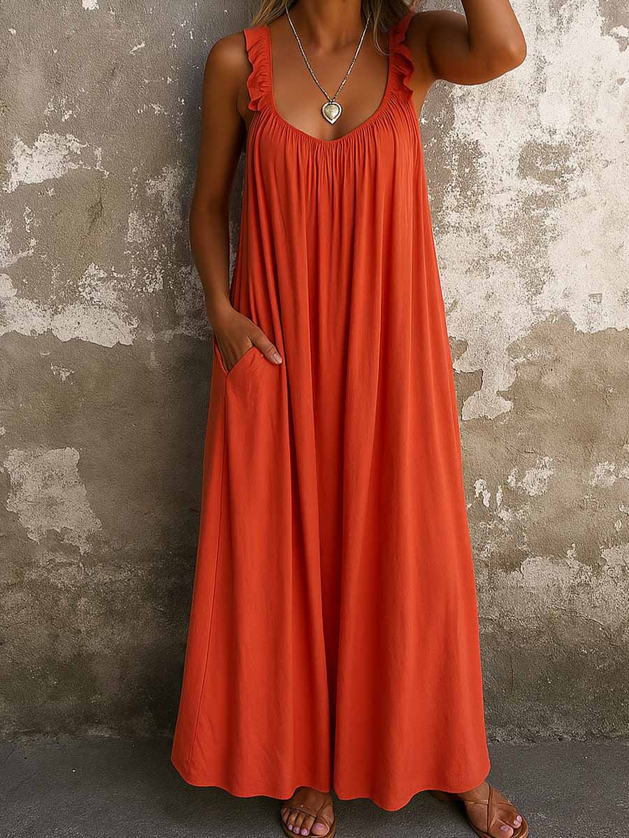 Sylvana - Vestido largo con tirantes con volantes