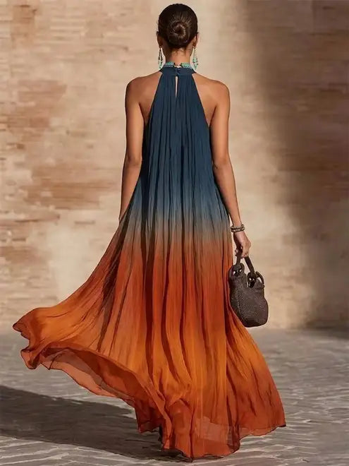 Calissa - Vestido maxi de escote halter y tacto suave