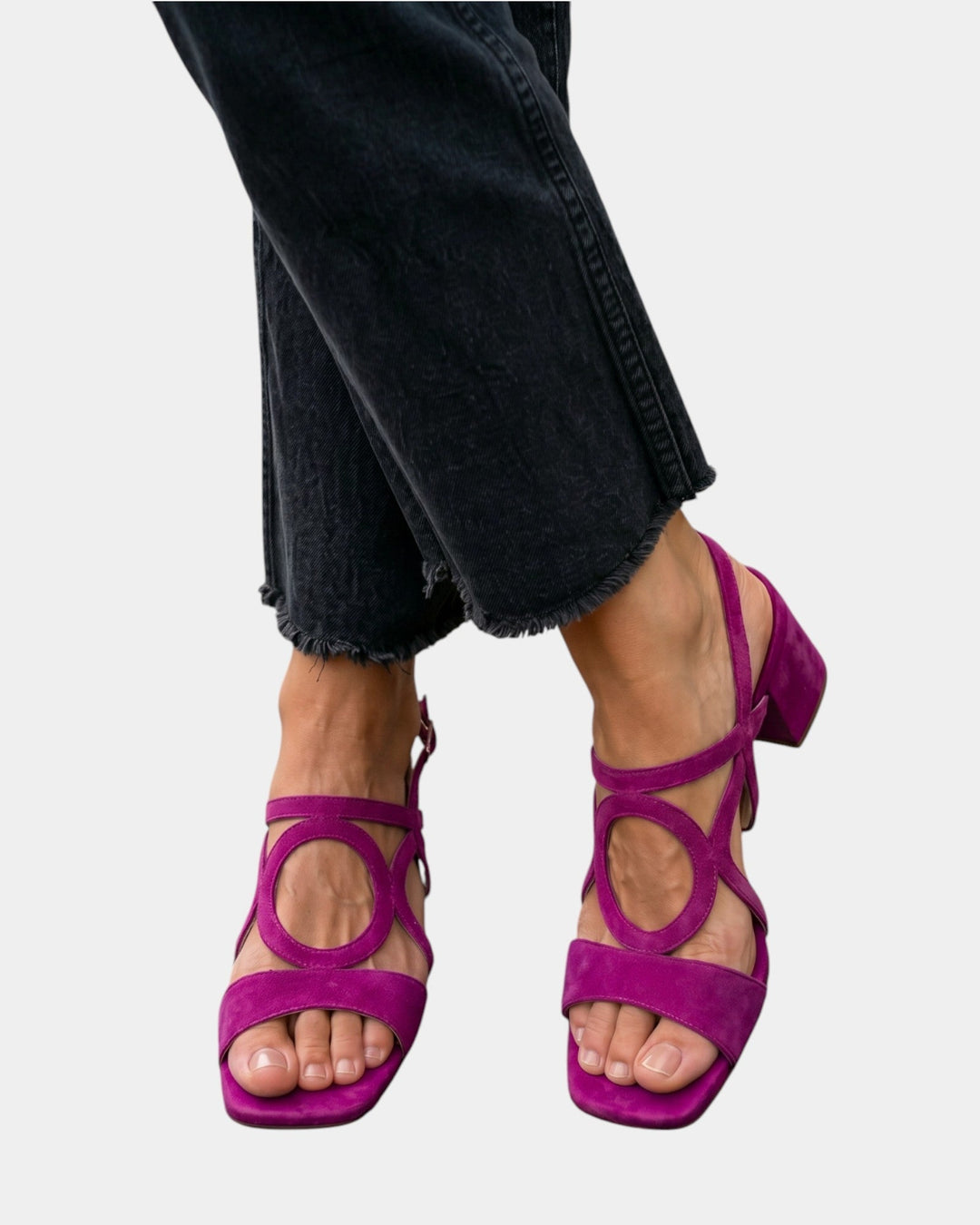 Florette - Sandalias de tacón ancho con tiras caladas
