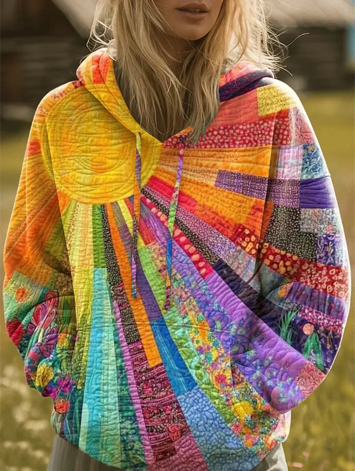 Jessanova - Sudadera con capucha de patchwork de tacto suave