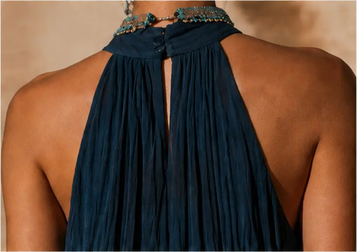 Calissa - Vestido maxi de escote halter y tacto suave