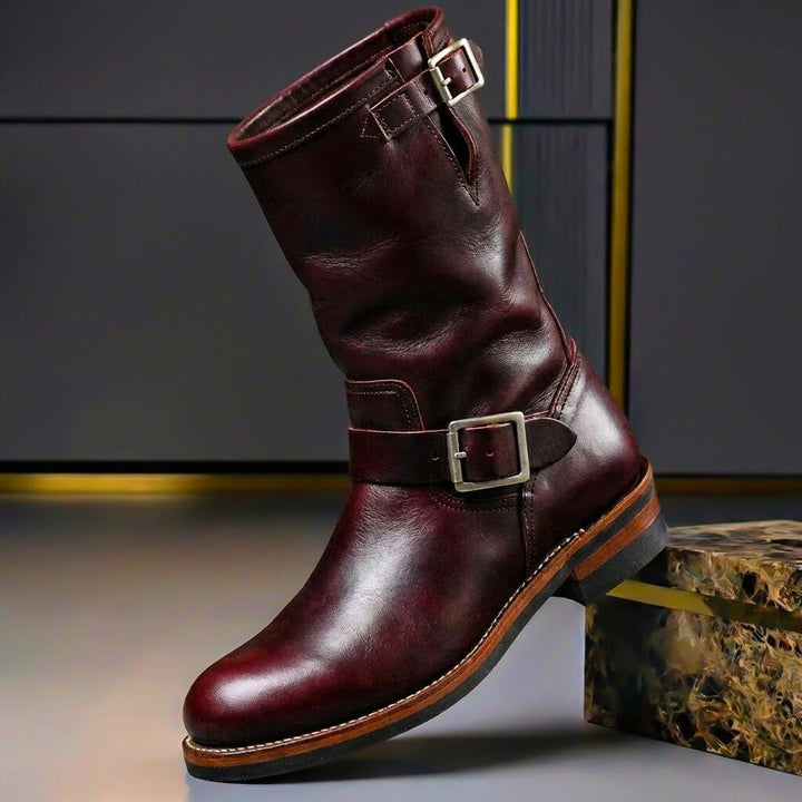 Gideon - Botas de cuero con hebilla vintage