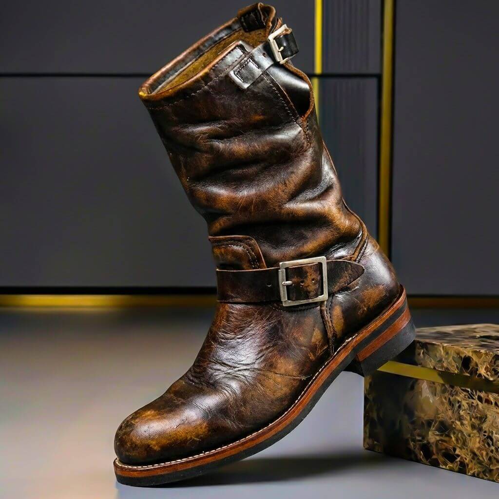 Gideon - Botas de cuero con hebilla vintage