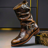 Gideon - Botas de cuero con hebilla vintage