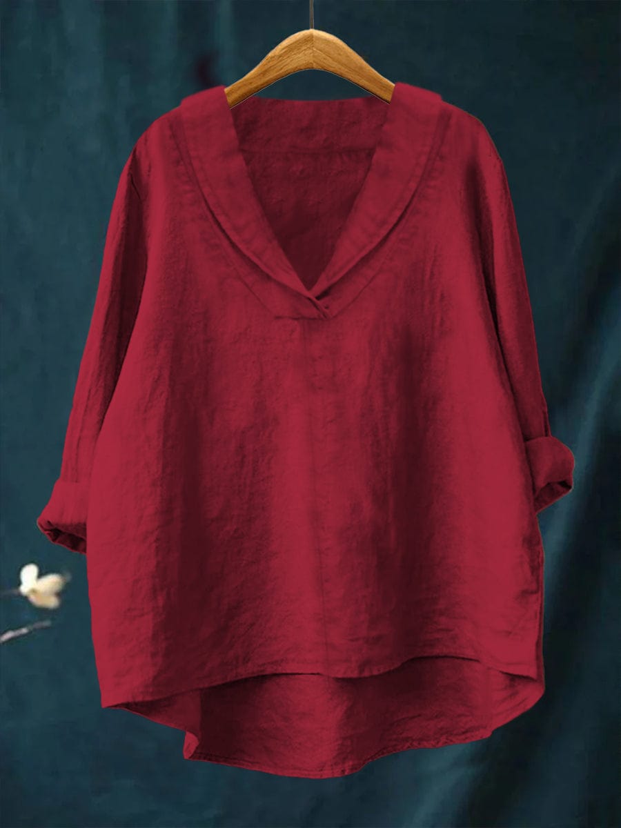 Bellissea - Blusa elegante drapeada con escote en V