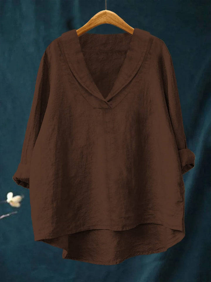 Bellissea - Blusa elegante drapeada con escote en V