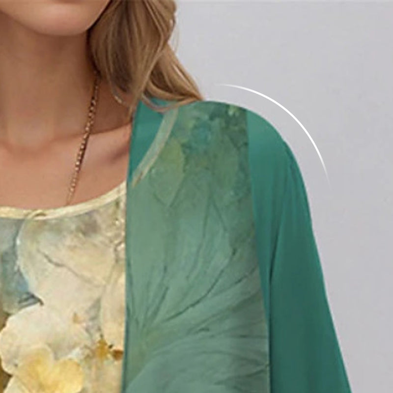 Delavelle - Conjunto elegante con vestido midi a capas