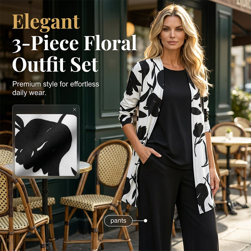 Ursula - Conjunto de 3 piezas de tacto suave con estampado floral