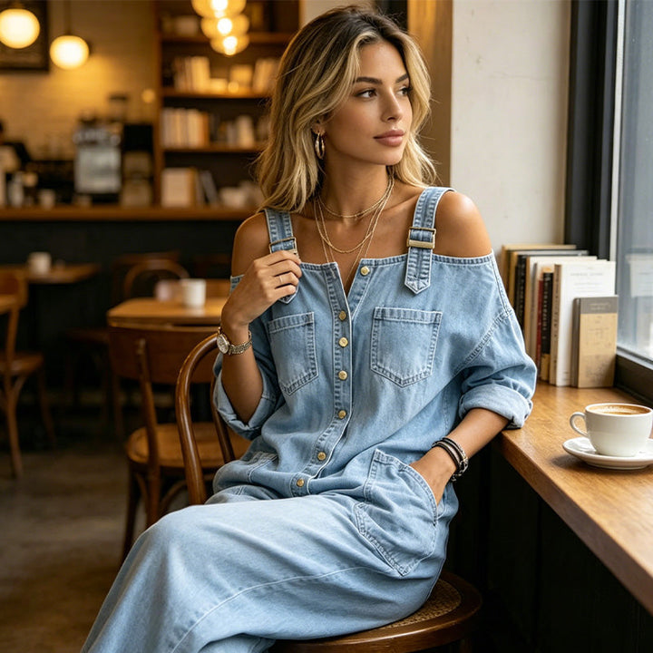 Neralyn - Mono denim lavado con bolsillo