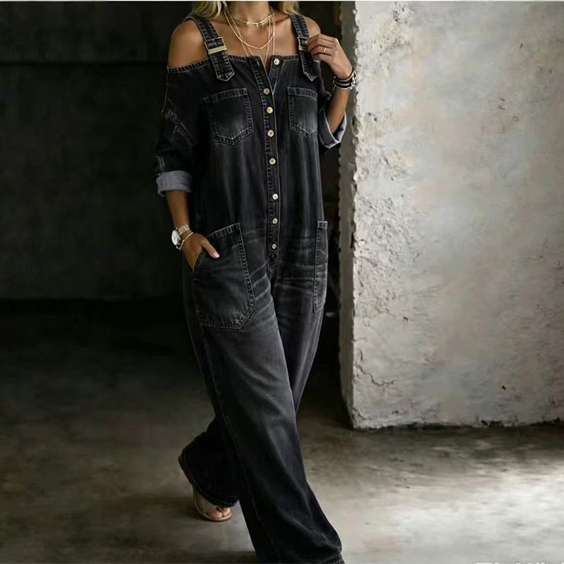 Neralyn - Mono denim lavado con bolsillo