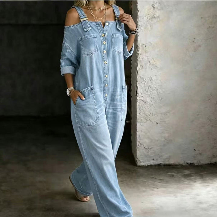 Neralyn - Mono denim lavado con bolsillo