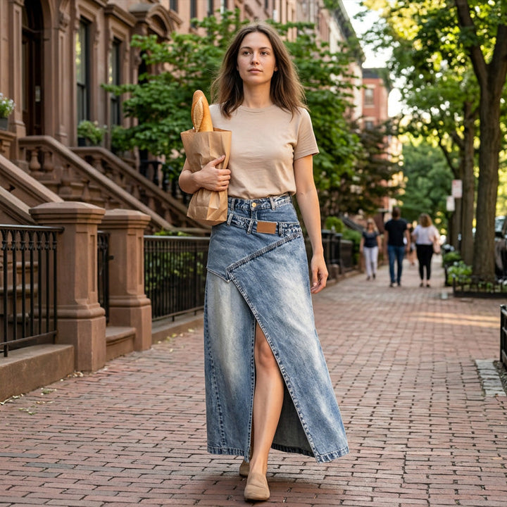 Anella - Falda maxi en lavado vintage