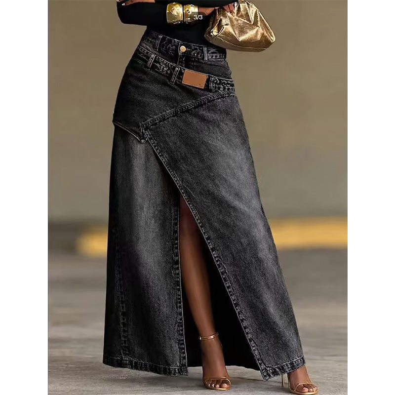 Anella - Falda maxi en lavado vintage
