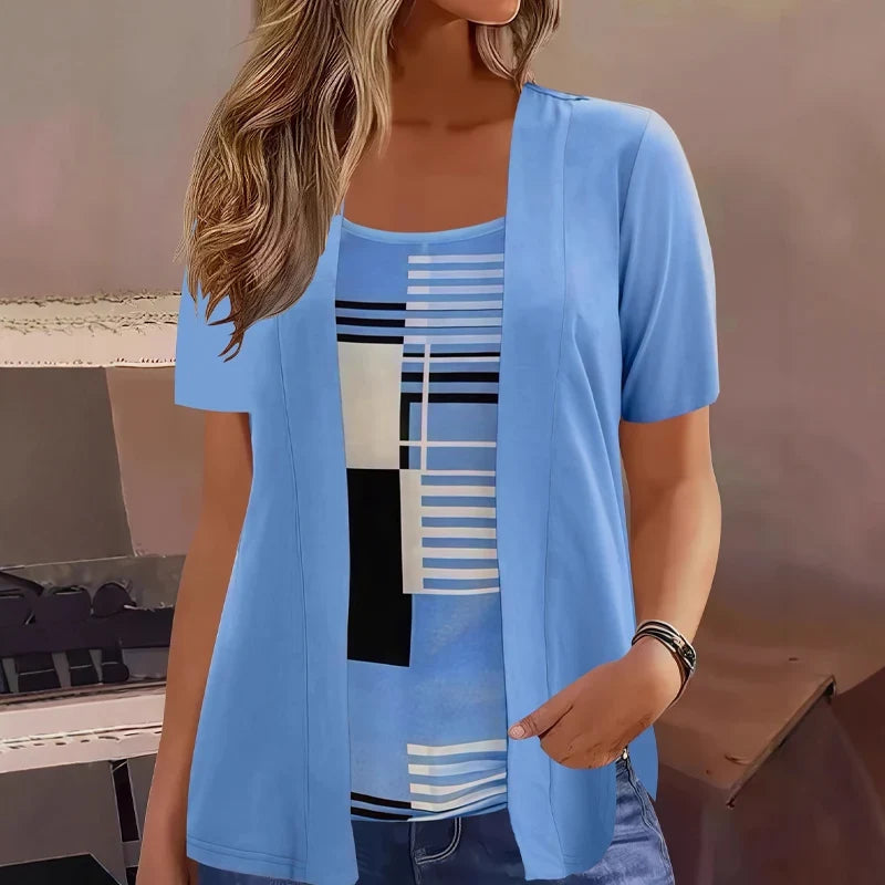 Celiora - Conjunto moderno de blusa y cárdigan