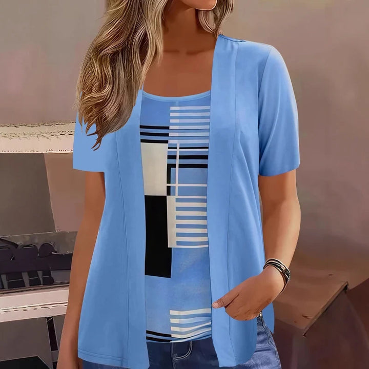 Celiora - Conjunto moderno de blusa y cárdigan