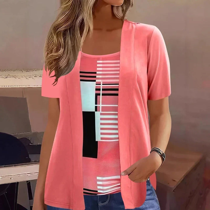 Celiora - Conjunto moderno de blusa y cárdigan