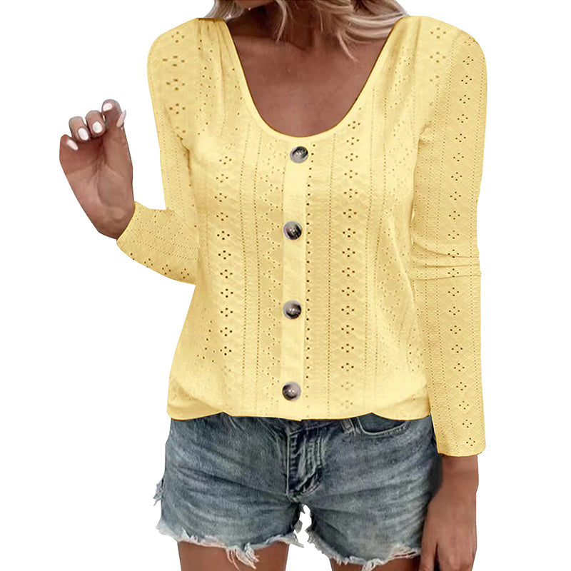 Aelwen - Blusa de cuello redondo de tacto suave
