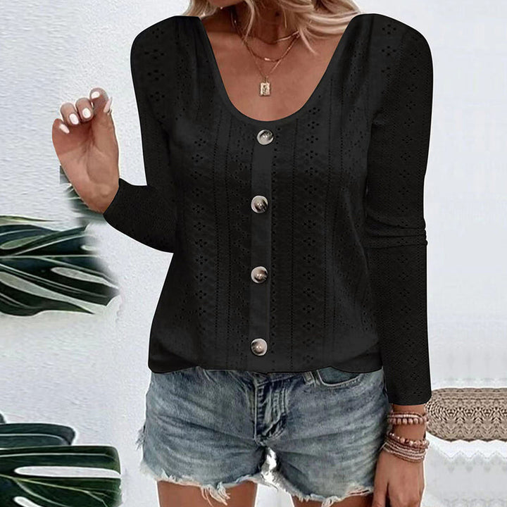 Aelwen - Blusa de cuello redondo de tacto suave