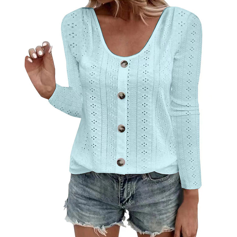 Aelwen - Blusa de cuello redondo de tacto suave