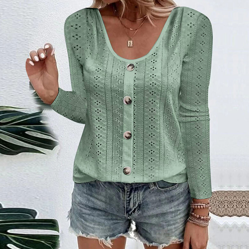 Aelwen - Blusa de cuello redondo de tacto suave