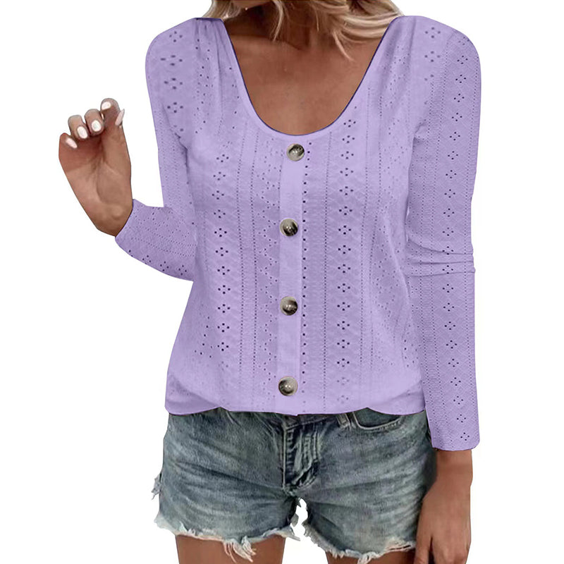 Aelwen - Blusa de cuello redondo de tacto suave