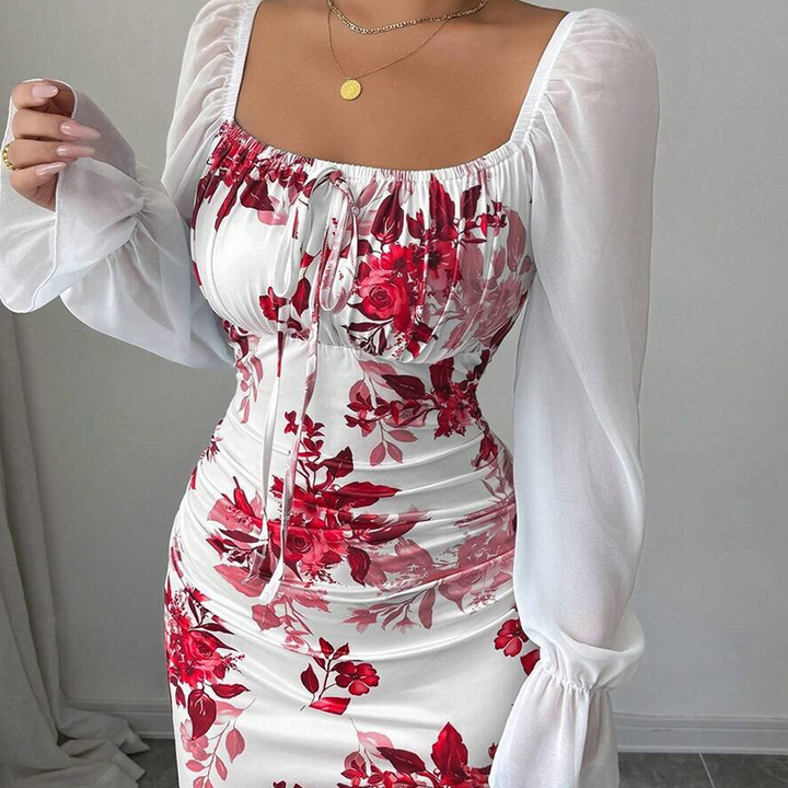 Noevalle - Vestido de corte sirena floral de tacto suave