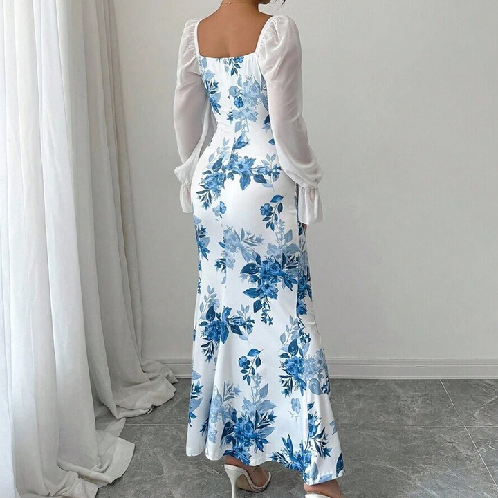 Noevalle - Vestido de corte sirena floral de tacto suave