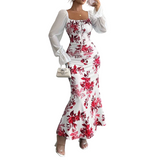 Noevalle - Vestido de corte sirena floral de tacto suave