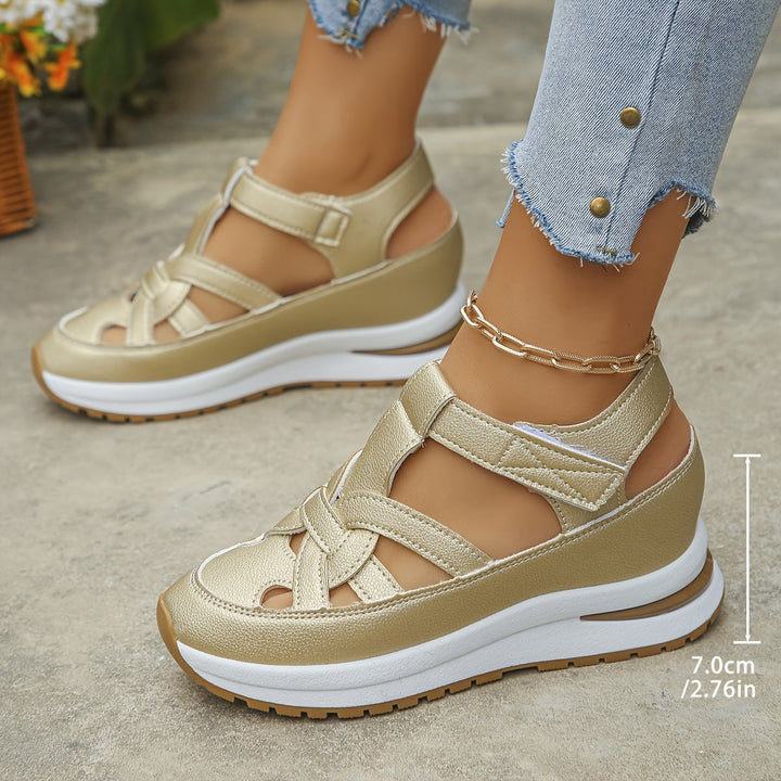 Novessia - Sandalias de cuña con plataforma y detalle calado