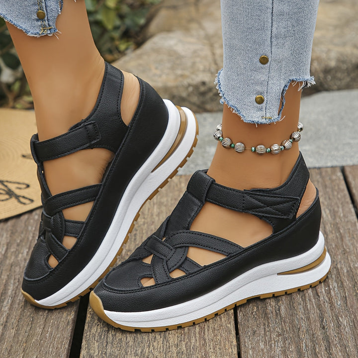 Novessia - Sandalias de cuña con plataforma y detalle calado