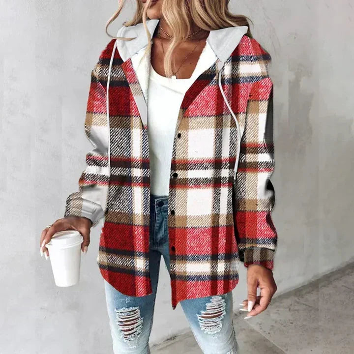 Marla - Sobrecamisa a cuadros con capucha y diseño en capas