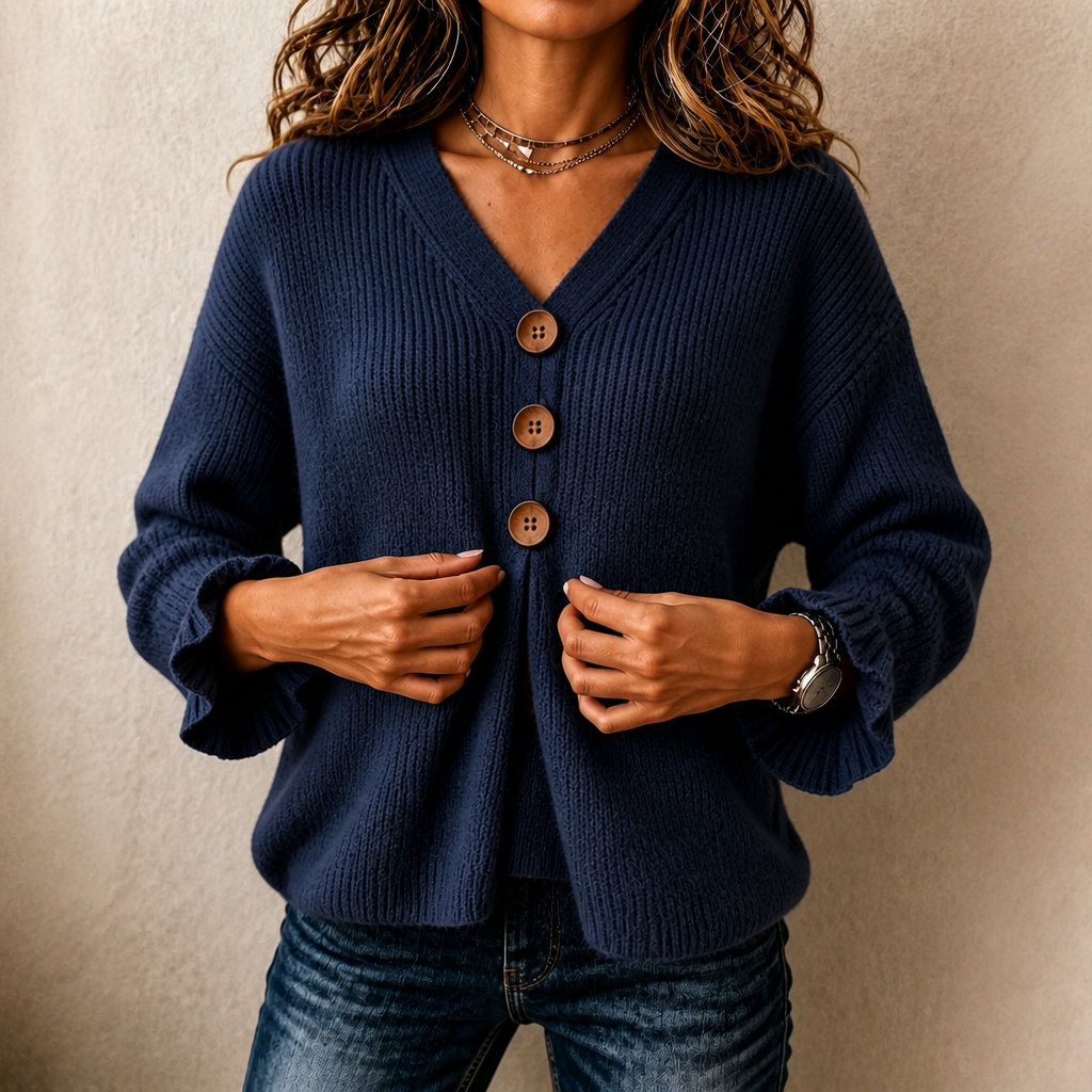 Annelie - Jersey de cuello de pico suave al tacto