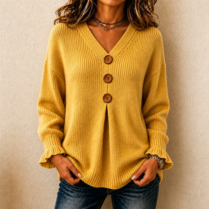 Annelie - Jersey de cuello de pico suave al tacto