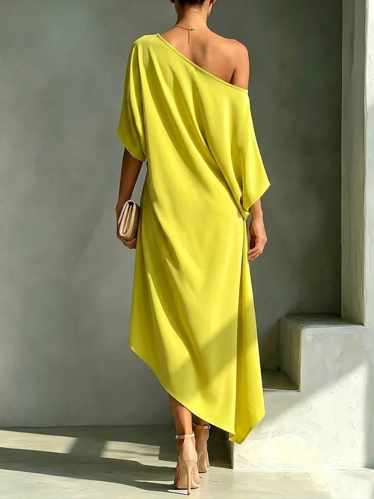 Erica - vestido midi fluido de un solo hombro