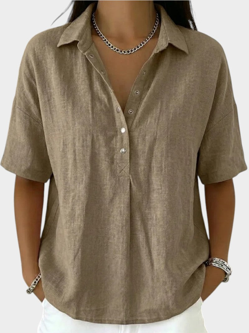 Alaira - Blusa de cuello en V de tacto suave