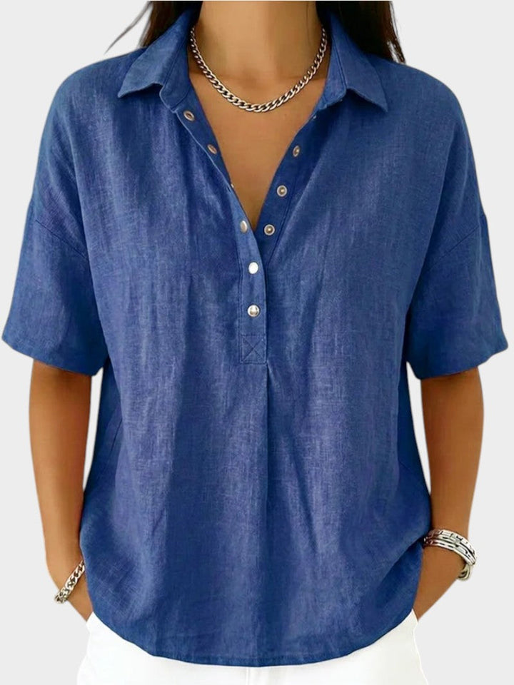 Alaira - Blusa de cuello en V de tacto suave