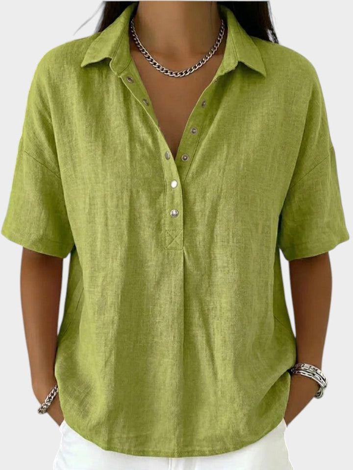 Alaira - Blusa de cuello en V de tacto suave