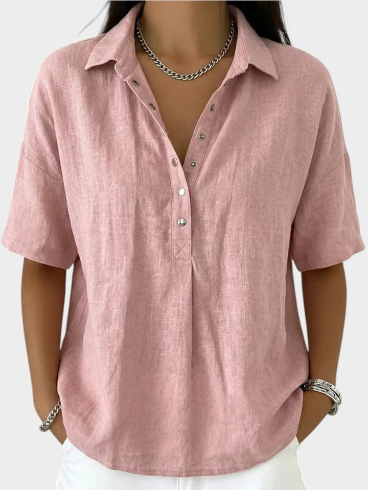 Alaira - Blusa de cuello en V de tacto suave