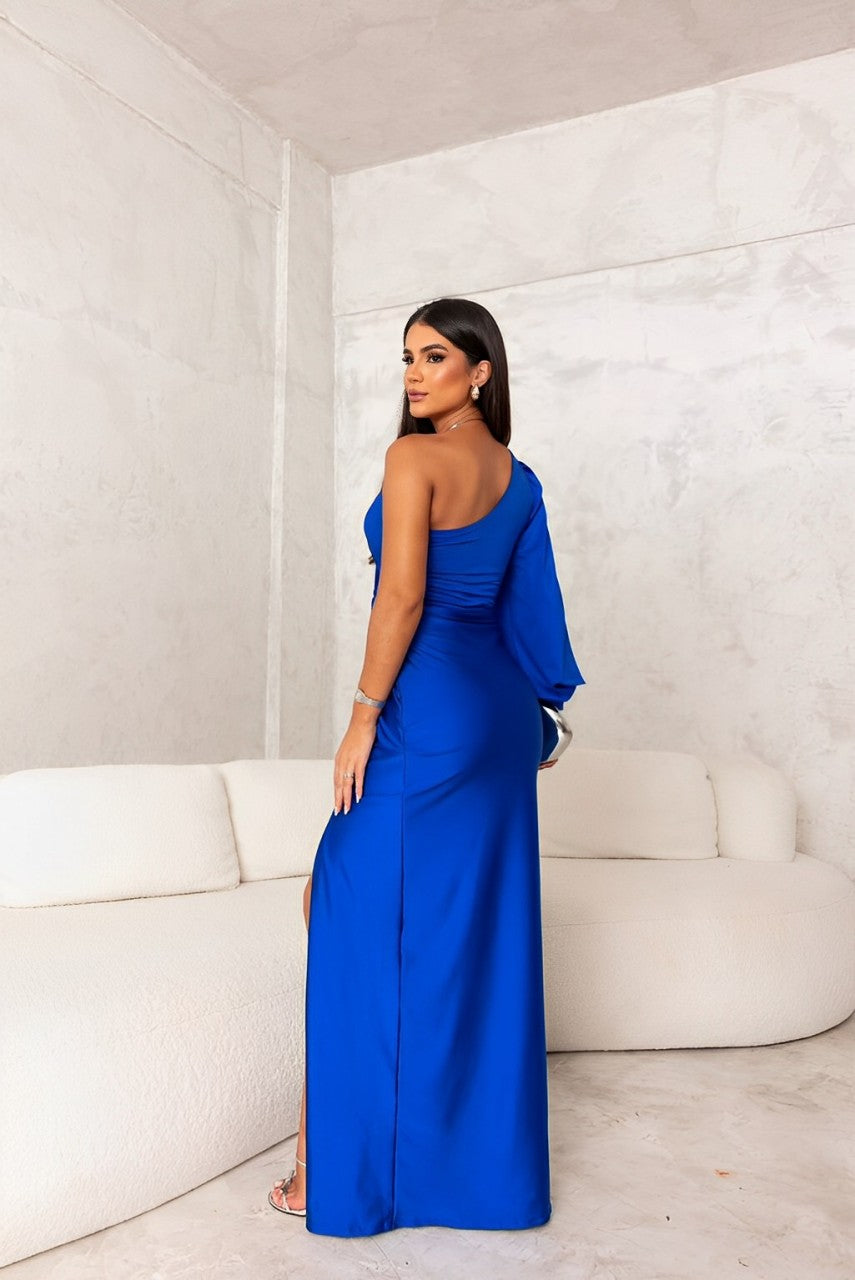 Xiomara - Vestido largo de un solo hombro con tacto suave